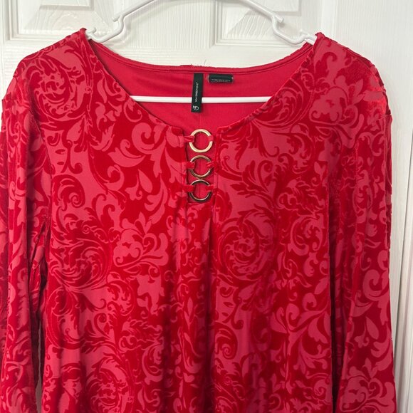 New Directions Red Velvet Burnout Tunic Top – XL - Picture 4 of 9